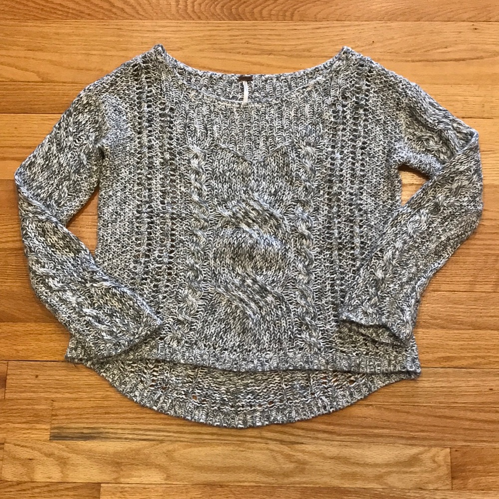 $108 FREE PEOPLE Beach Comber Oversized Gray Chunky Knit Soft Sweater Sz S Small - Picture 6 of 10